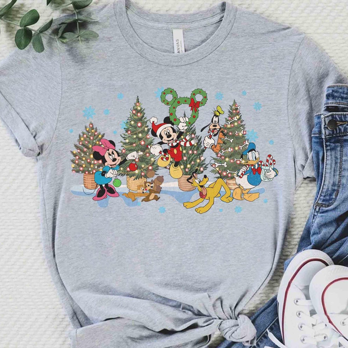 Vintage Mickey Christmas Tree Shirt Disney Holiday Gift
