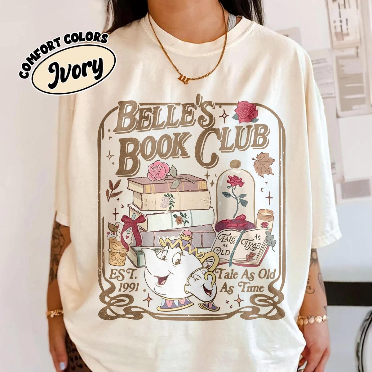 Belle Book Club Shirt Retro Beauty and the Beast Tee for Book Lovers