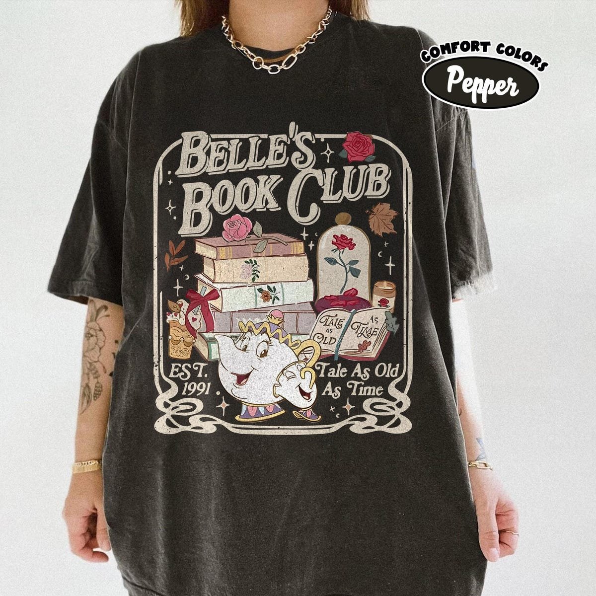Belle Book Club Shirt Retro Beauty and the Beast Tee for Book Lovers