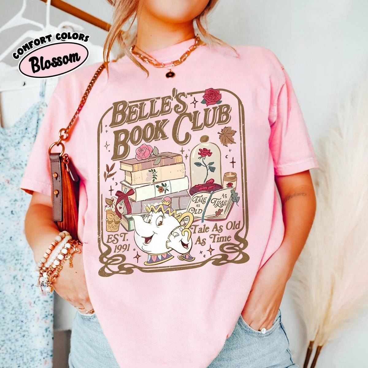 Belle Book Club Shirt Retro Beauty and the Beast Tee for Book Lovers