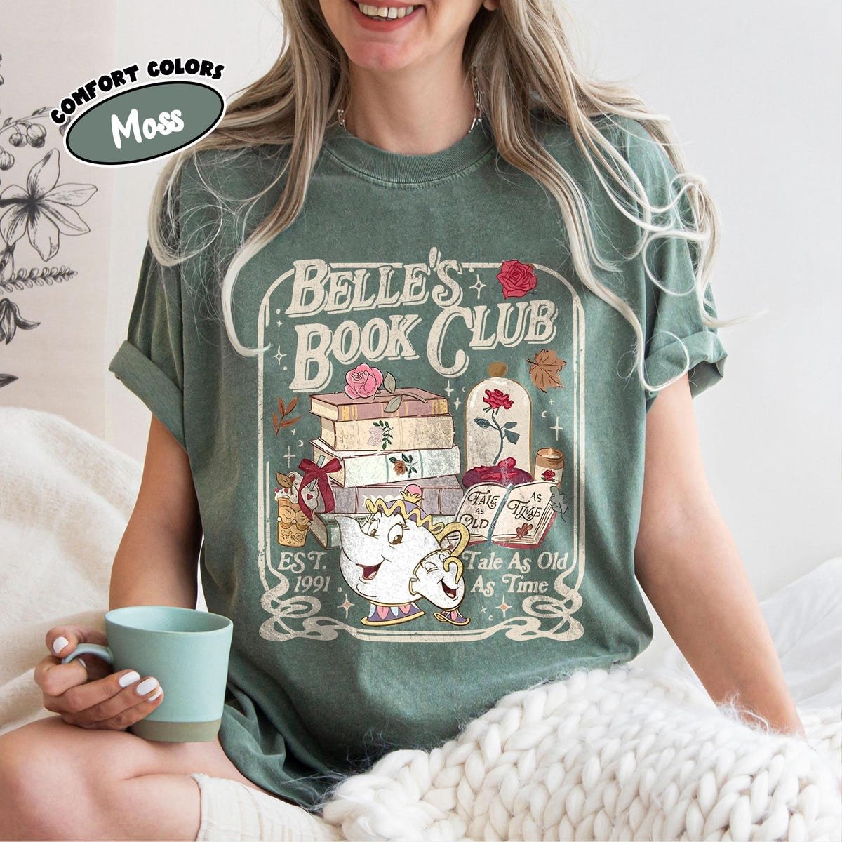 Belle Book Club Shirt Retro Beauty and the Beast Tee for Book Lovers