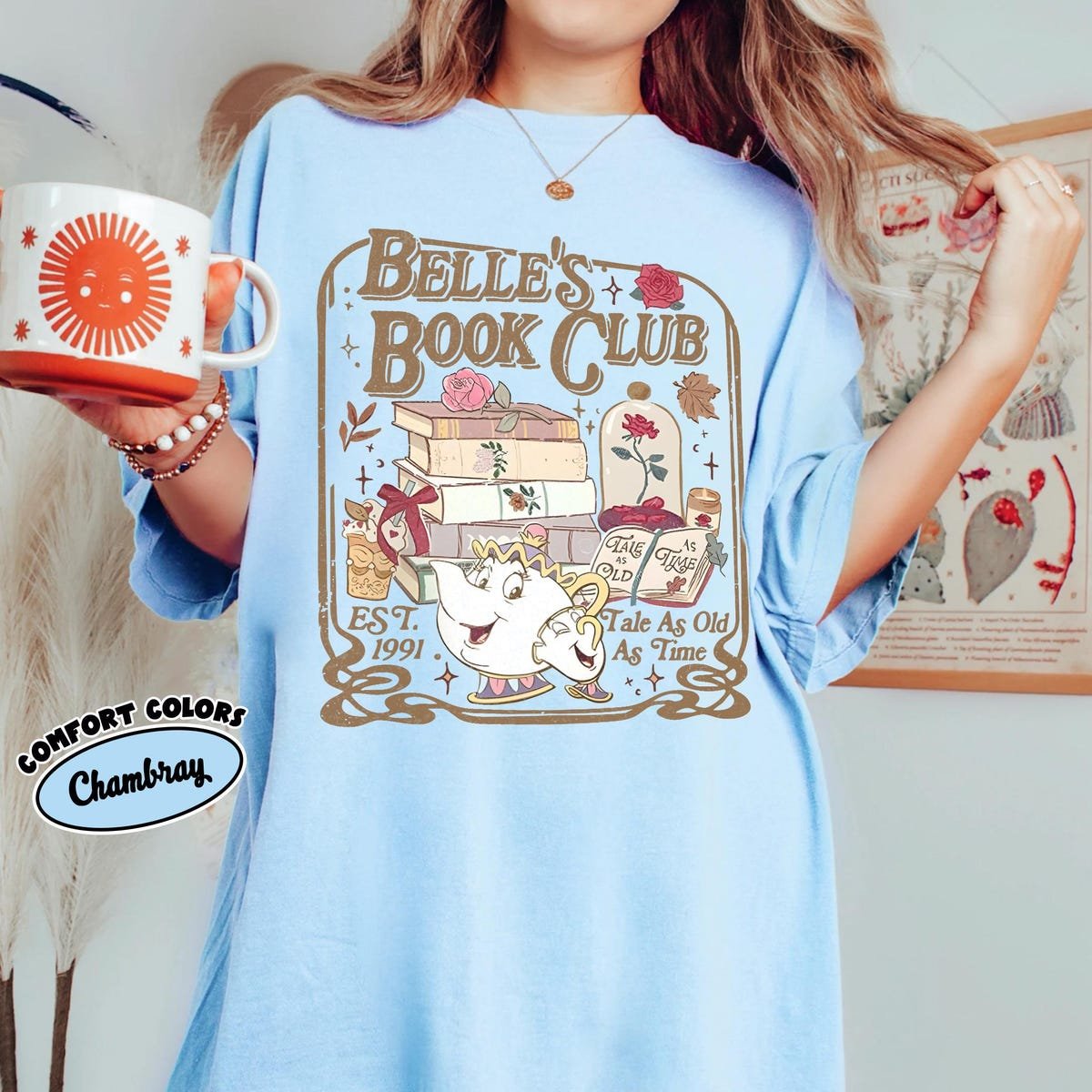 Belle Book Club Shirt Retro Beauty and the Beast Tee for Book Lovers