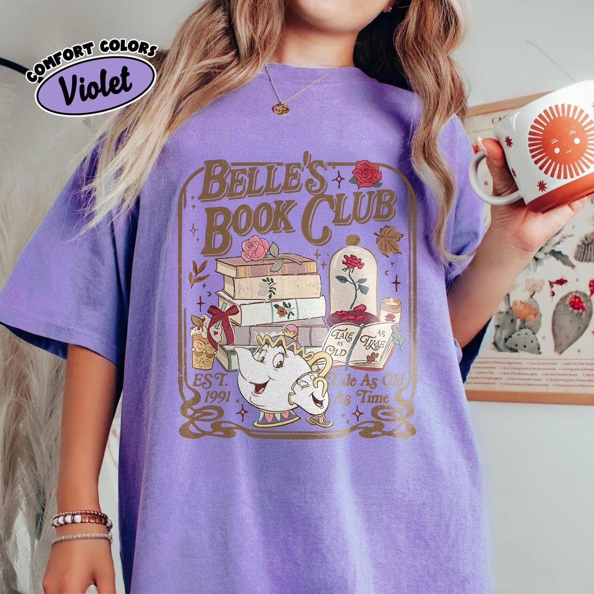Belle Book Club Shirt Retro Beauty and the Beast Tee for Book Lovers