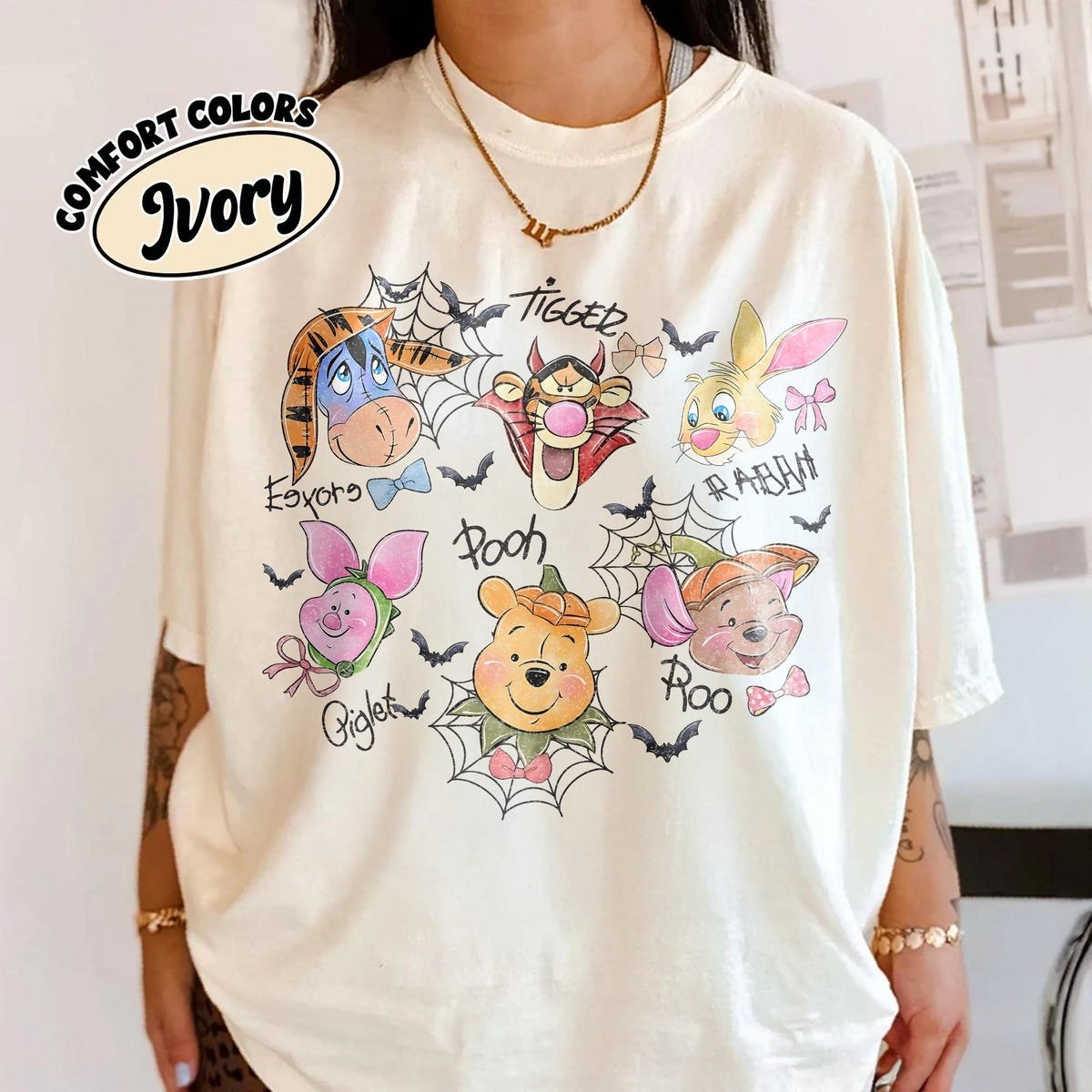 Comfort Colors Winnie The Pooh Halloween Shirt - Pumpkin & Friends Design