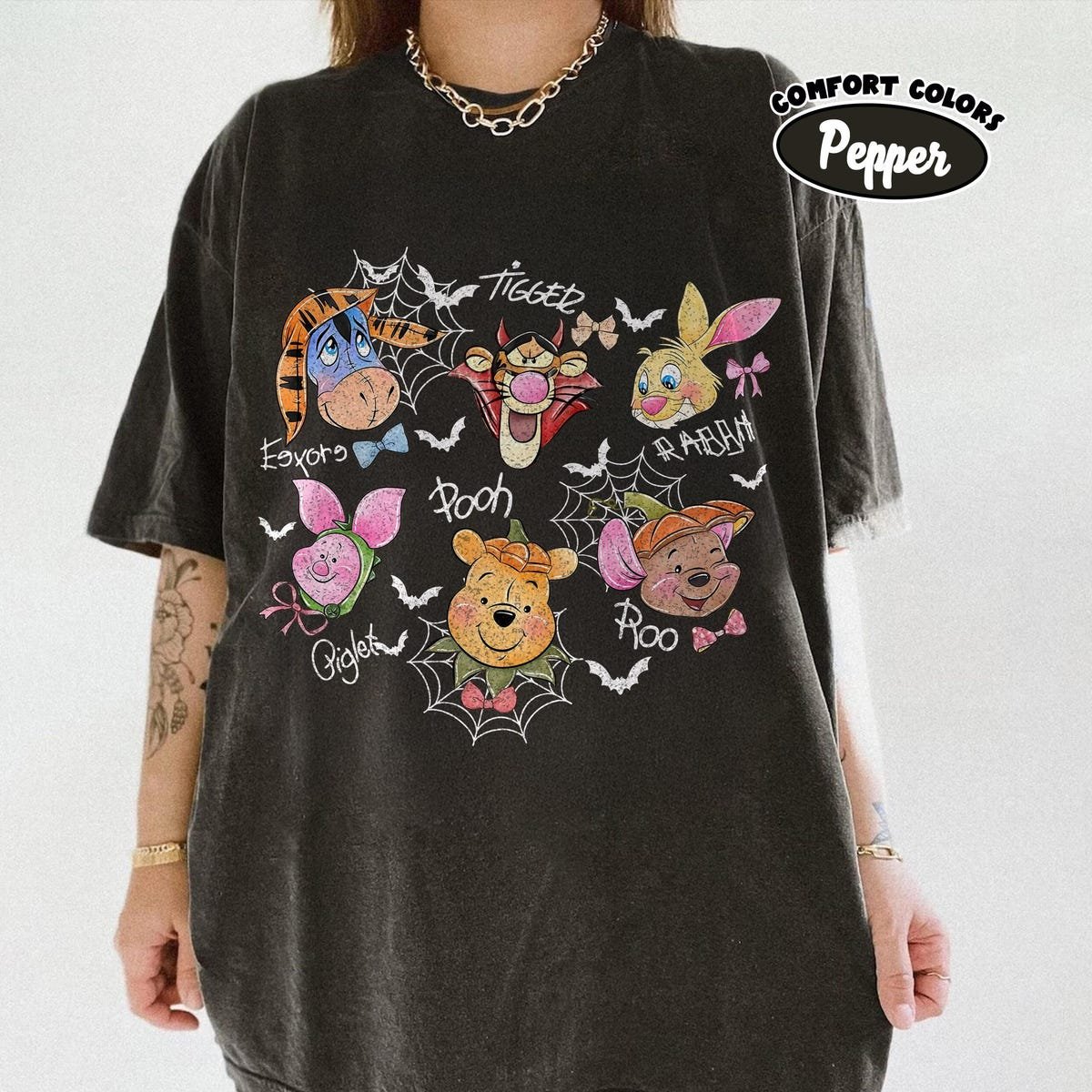 Comfort Colors Winnie The Pooh Halloween Shirt - Pumpkin & Friends Design