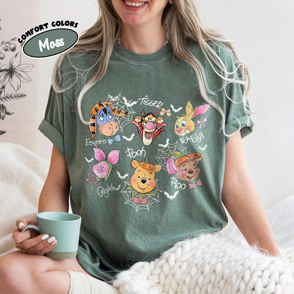 Comfort Colors Winnie The Pooh Halloween Shirt - Pumpkin & Friends Design