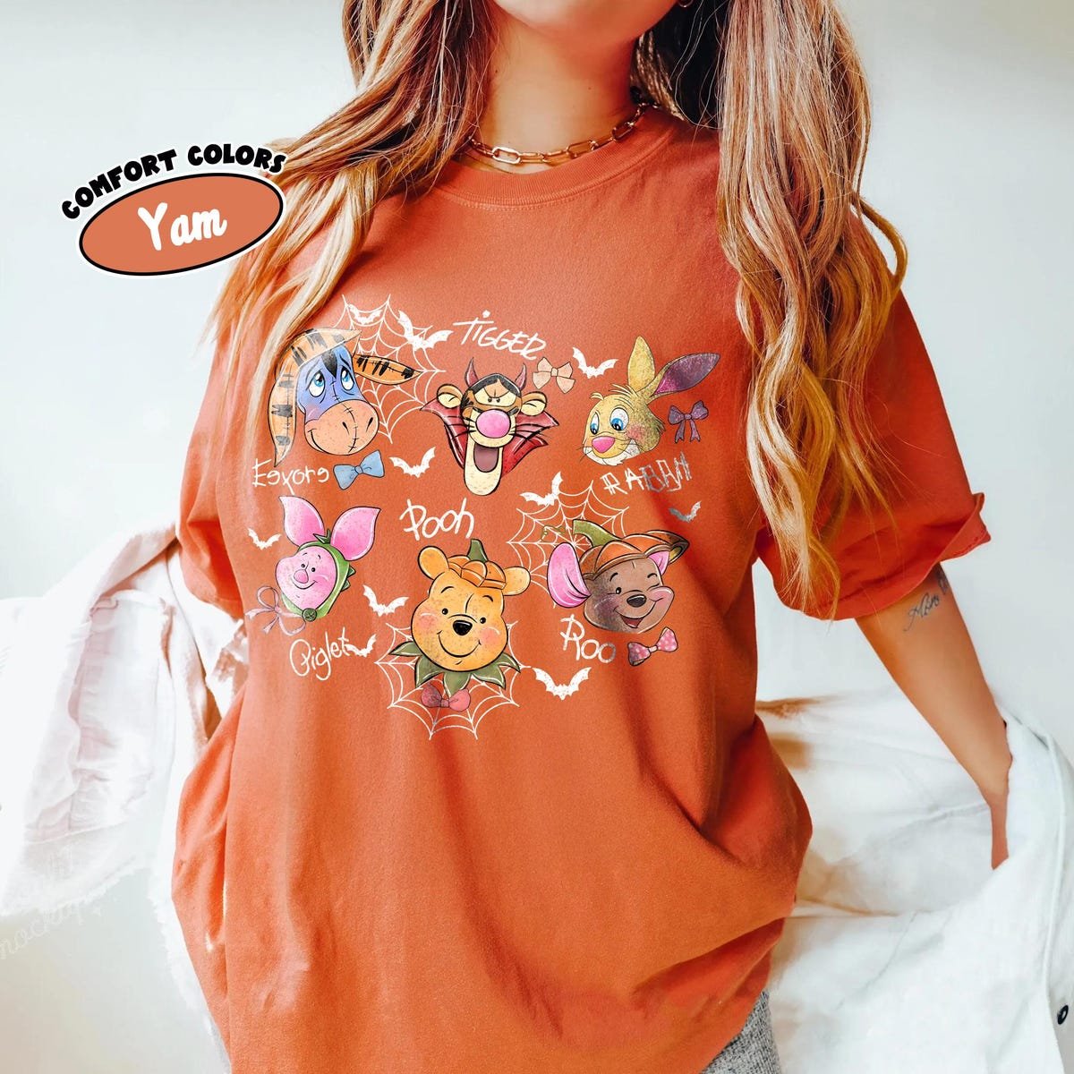 Comfort Colors Winnie The Pooh Halloween Shirt - Pumpkin & Friends Design