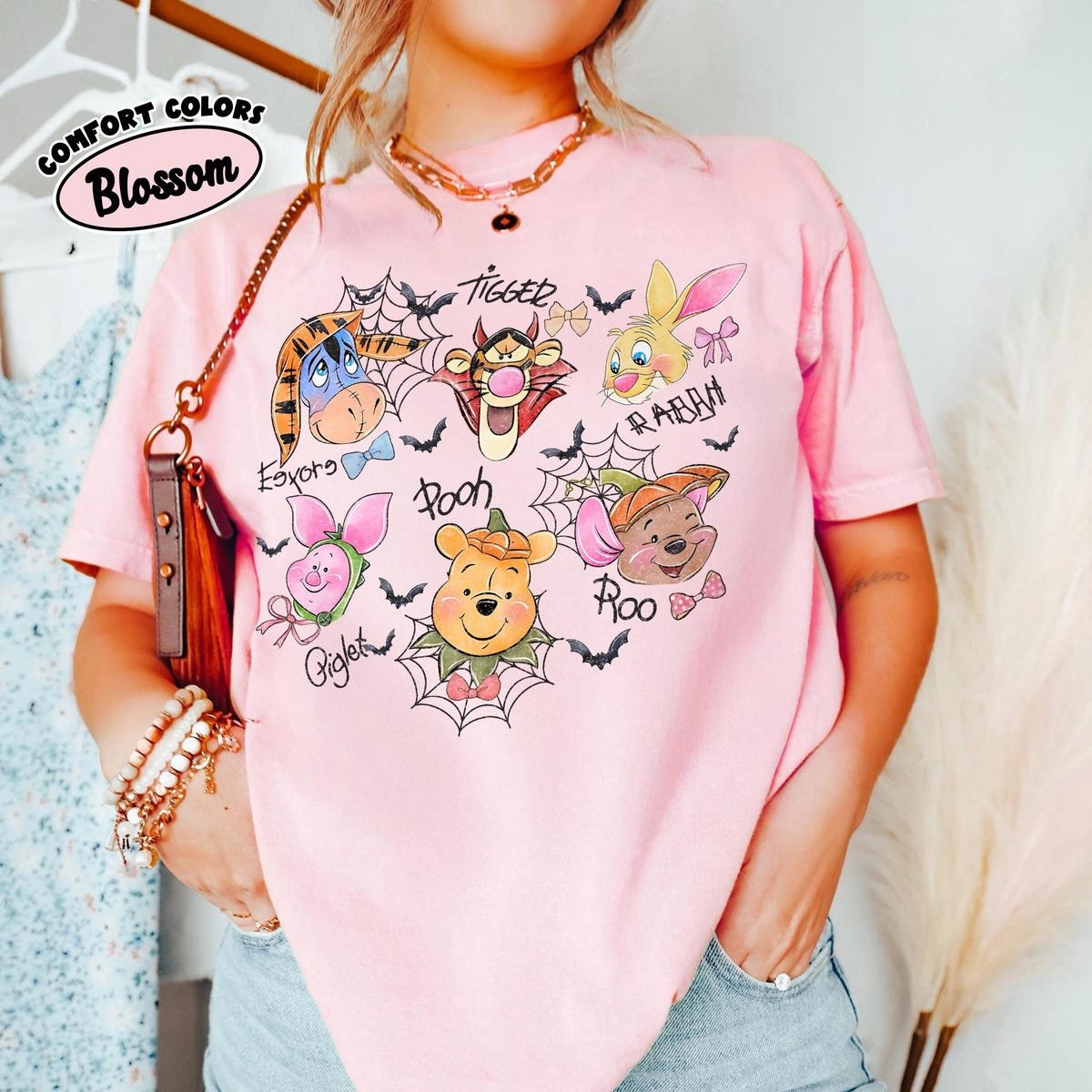 Comfort Colors Winnie The Pooh Halloween Shirt - Pumpkin & Friends Design
