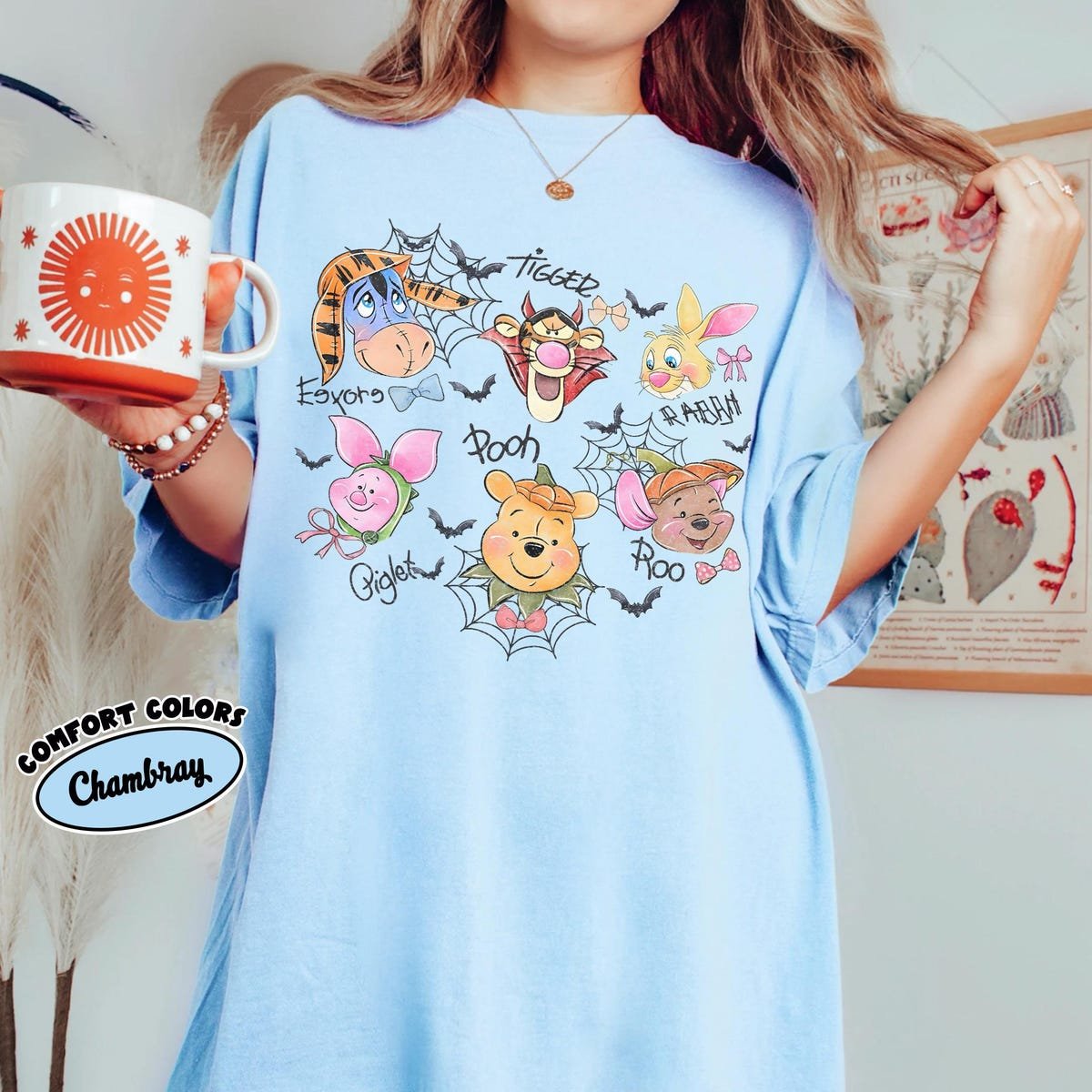 Comfort Colors Winnie The Pooh Halloween Shirt - Pumpkin & Friends Design