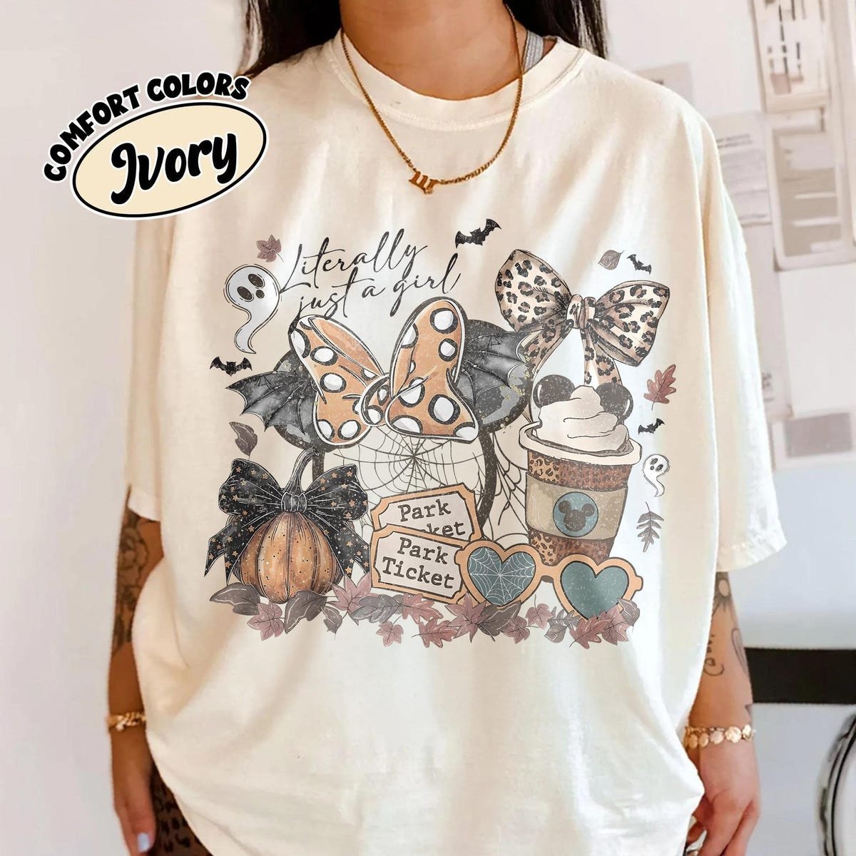 Coquette Bow Girl Halloween Tee Minnie Mickey Fall Coffee Shirt