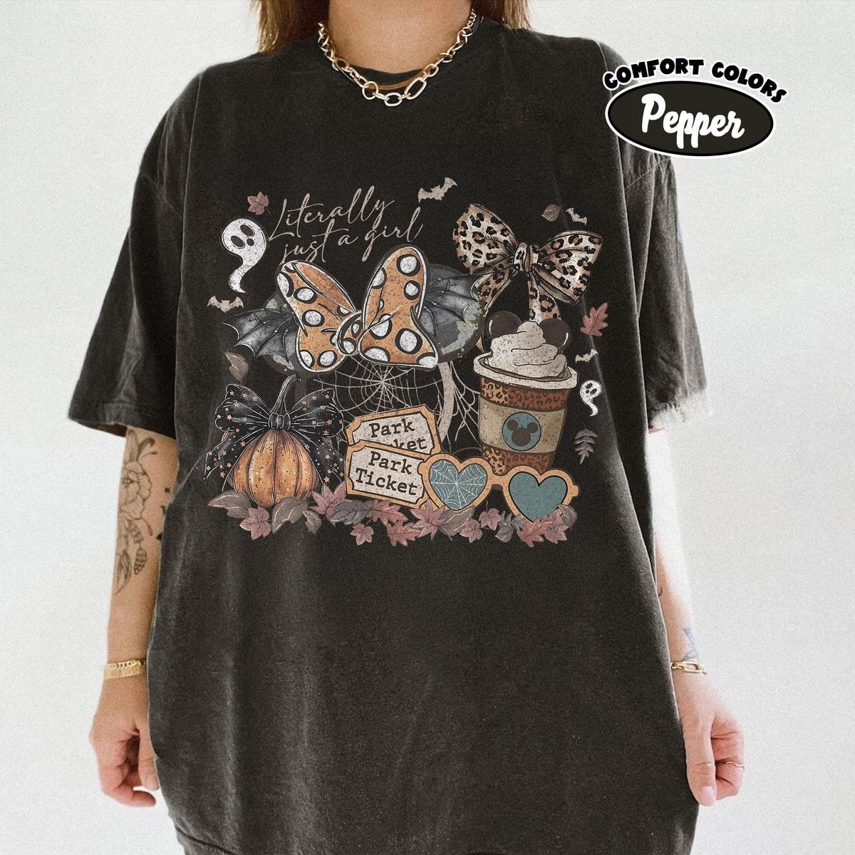 Coquette Bow Girl Halloween Tee Minnie Mickey Fall Coffee Shirt