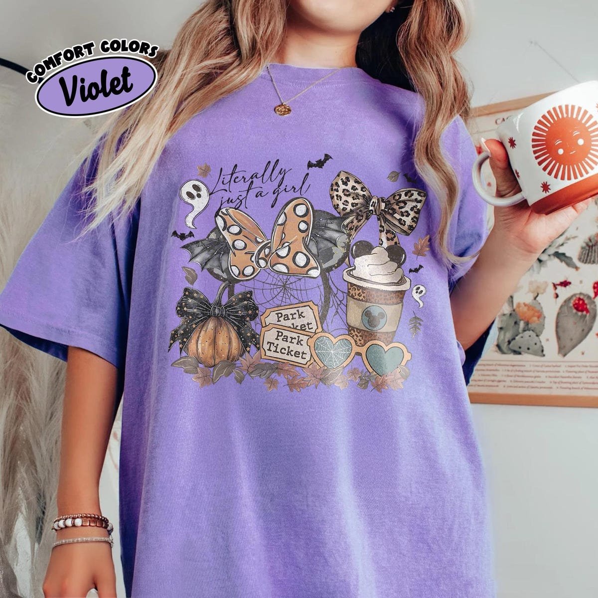 Coquette Bow Girl Halloween Tee Minnie Mickey Fall Coffee Shirt