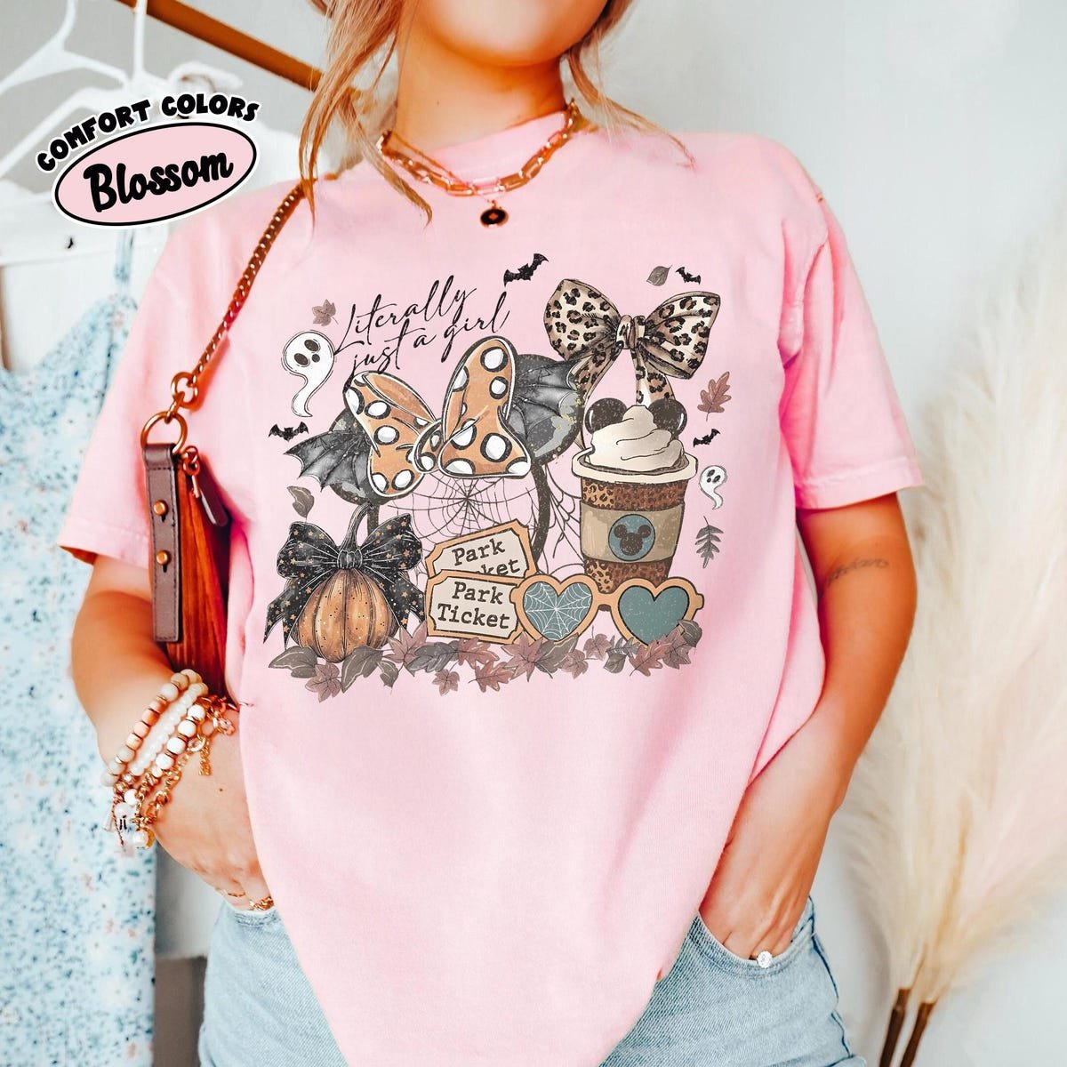 Coquette Bow Girl Halloween Tee Minnie Mickey Fall Coffee Shirt