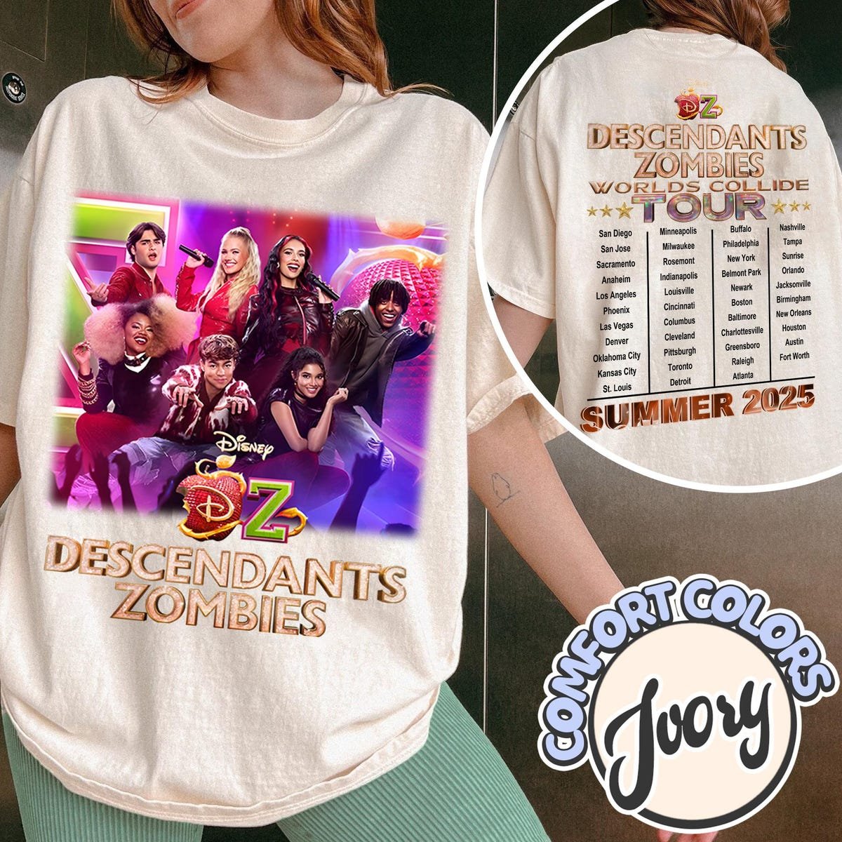 Descendants Zombies World Tour Shirt Disney Concert Tee Girls Matching Outfit