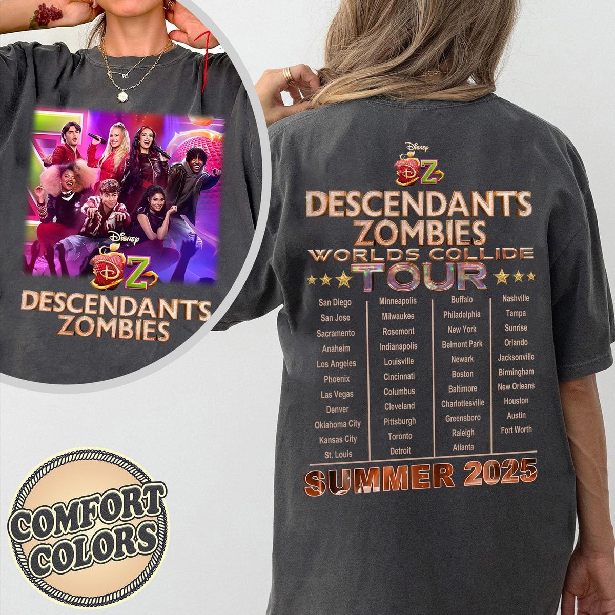Descendants Zombies World Tour Shirt Disney Concert Tee Girls Matching Outfit