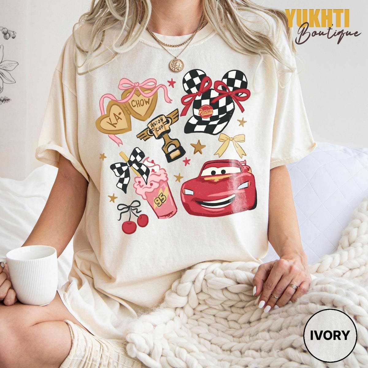 Disney Cars Family Shirt Lightning McQueen Birthday Tee Retro Piston Cup