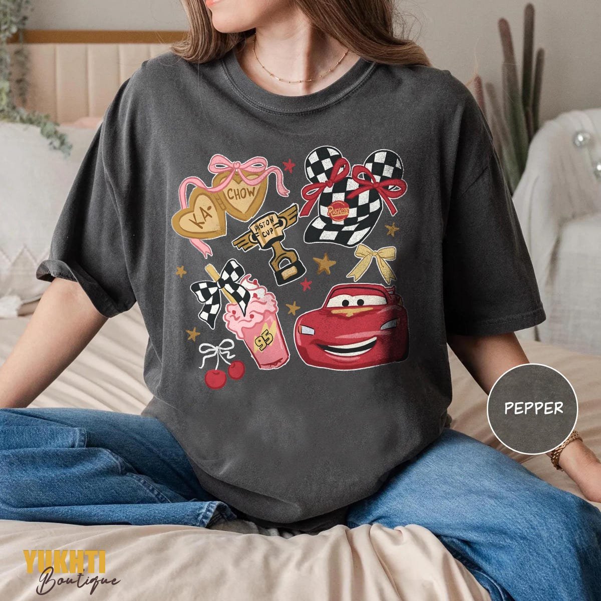 Disney Cars Family Shirt Lightning McQueen Birthday Tee Retro Piston Cup