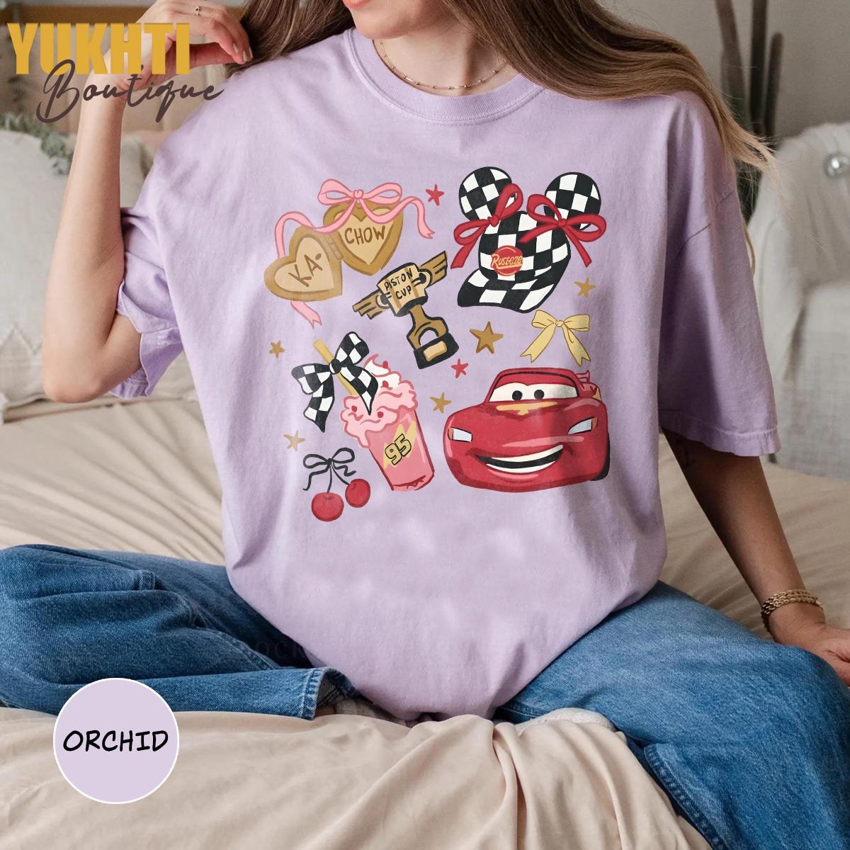 Disney Cars Family Shirt Lightning McQueen Birthday Tee Retro Piston Cup