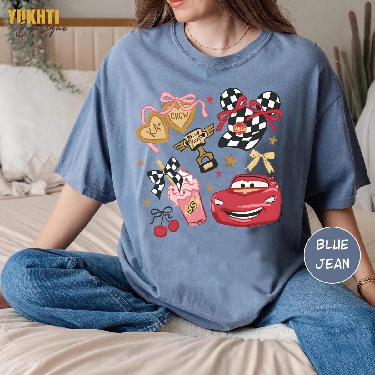 Disney Cars Family Shirt Lightning McQueen Birthday Tee Retro Piston Cup