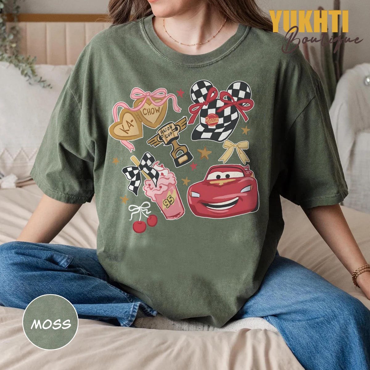 Disney Cars Family Shirt Lightning McQueen Birthday Tee Retro Piston Cup