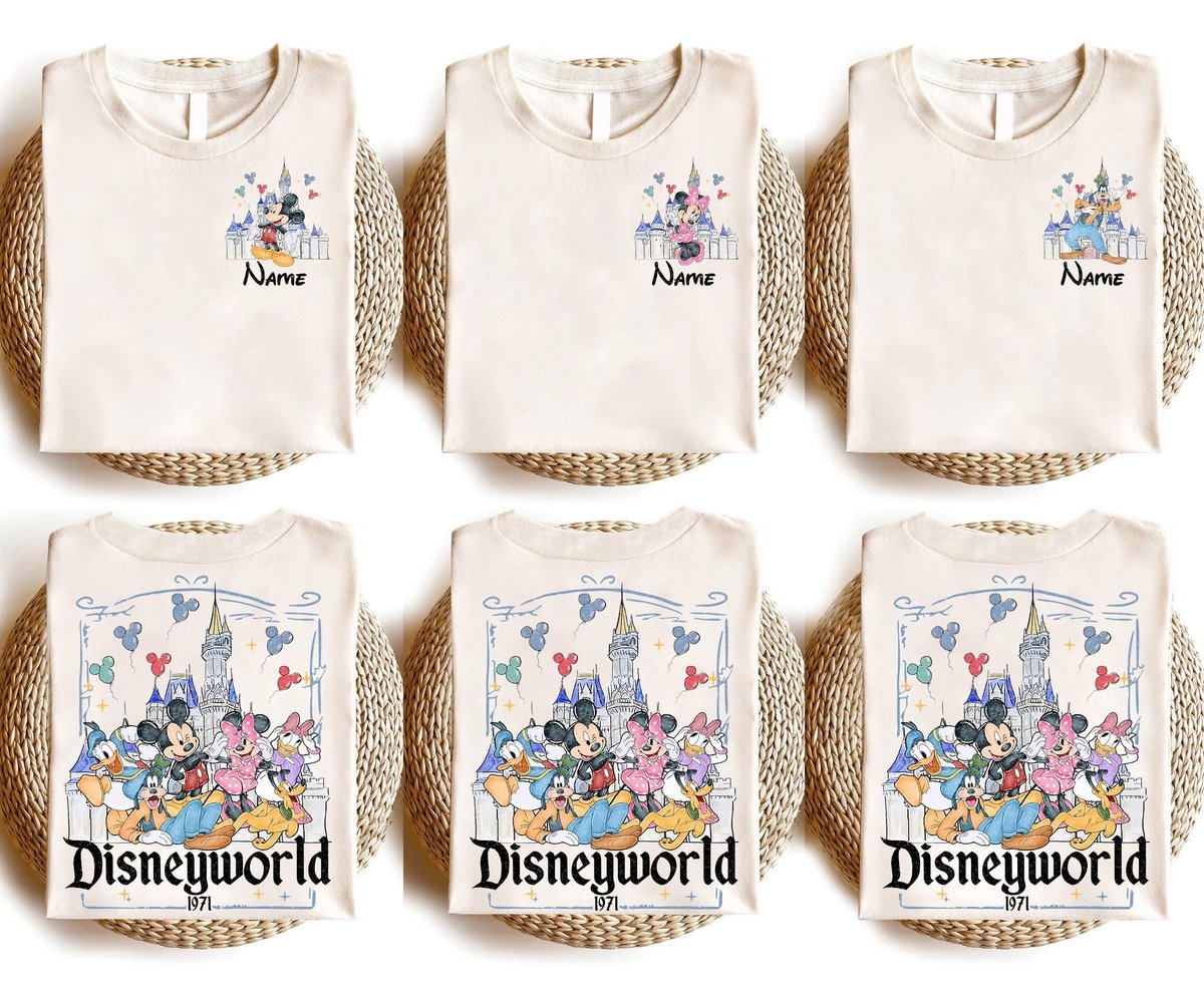 Disney Castle Character Vacation TShirt Theme Park Crew Graphic Tee