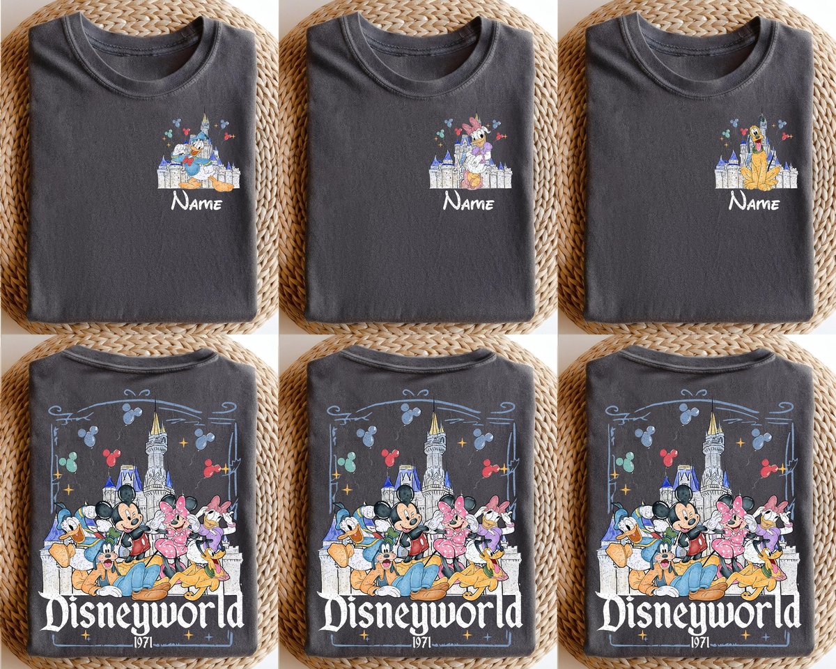 Disney Castle Character Vacation TShirt Theme Park Crew Graphic Tee