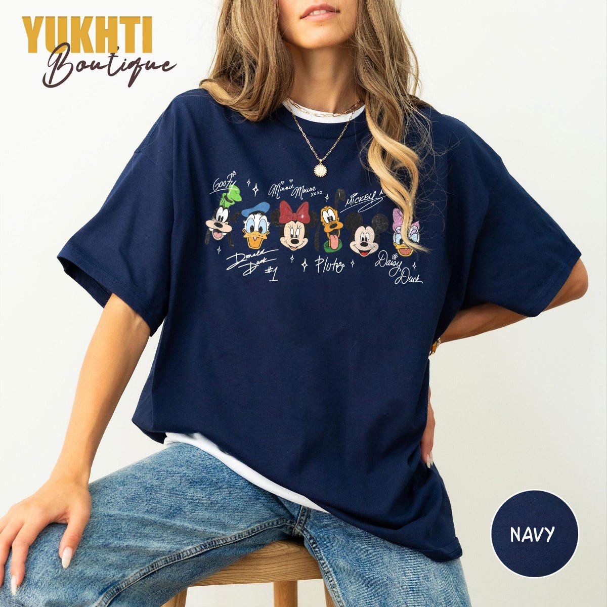 Disney Characters Shirt Mickey and Friends Signatures Tee