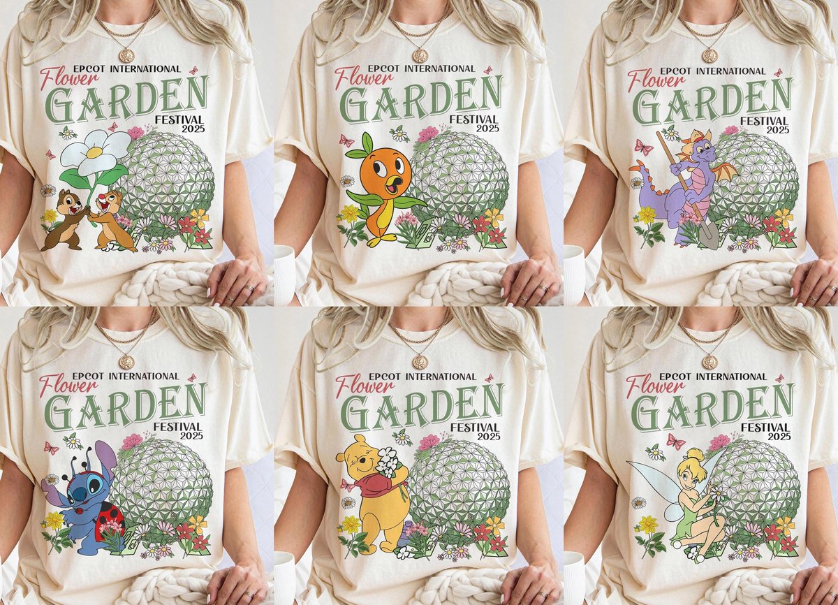 Disney Epcot Flower Garden Festival 2025 Shirts Mickey Figment Tees