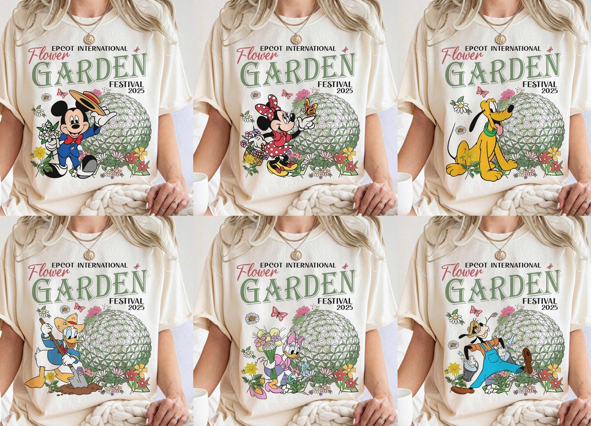 Disney Epcot Flower Garden Festival 2025 Shirts Mickey Figment Tees
