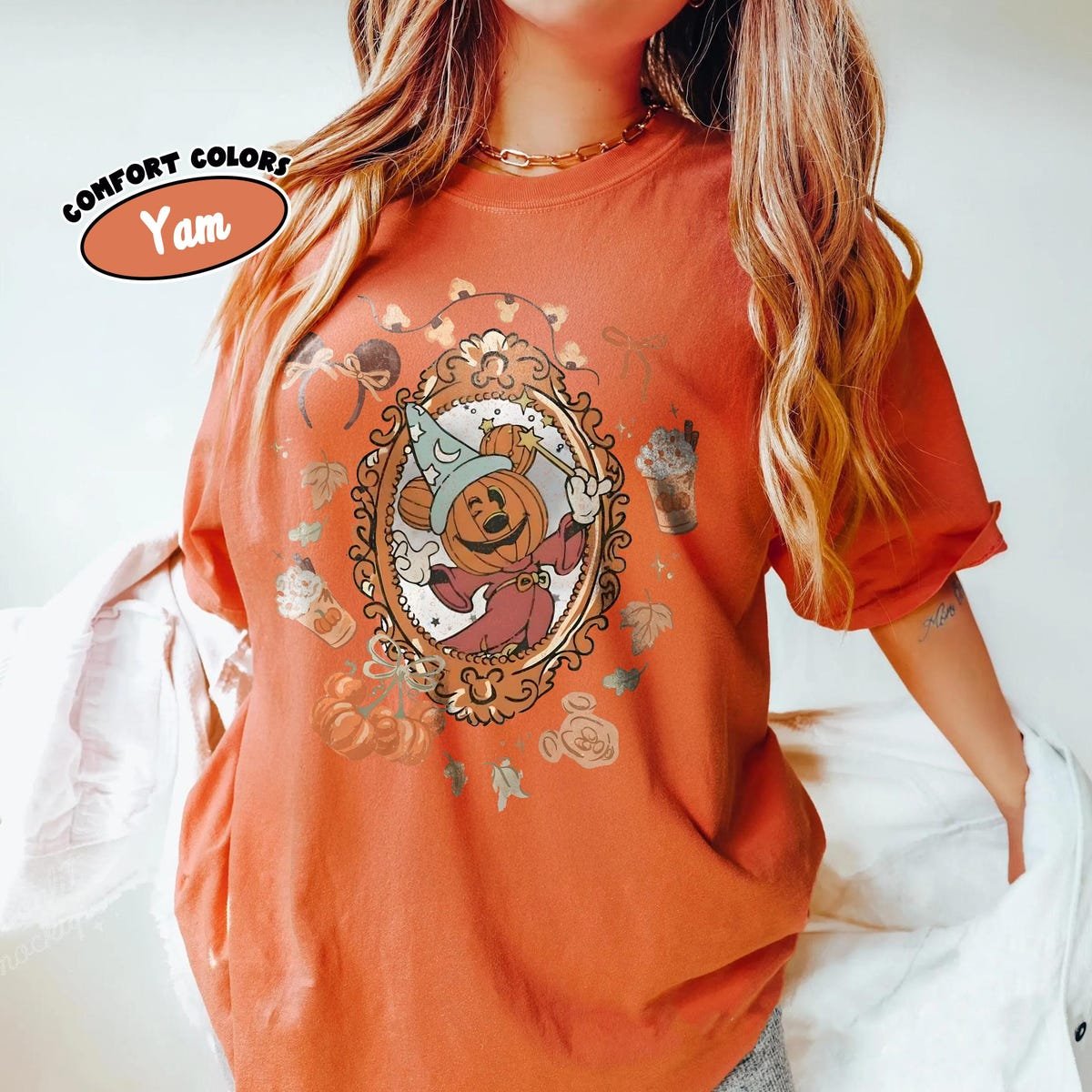 Disney Fantasia Halloween Shirt Mickey Wizard Pumpkin Tee Vintage 2025