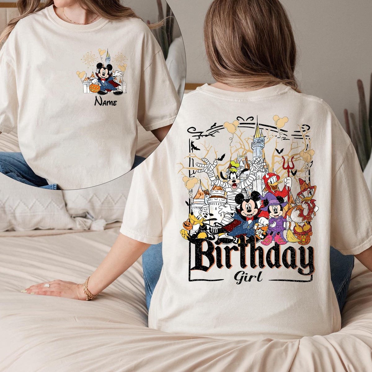 Disney Halloween Birthday Shirt Comfort Colors Custom Mickey Friends Tee