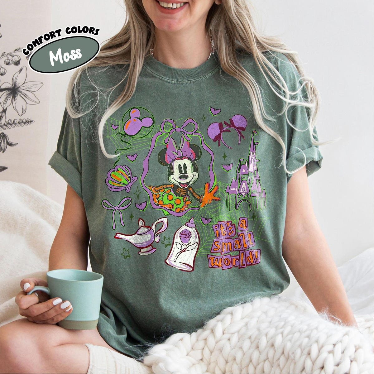 Disney Halloween Minnie Mouse Skeleton Shirt Watercolor 2025