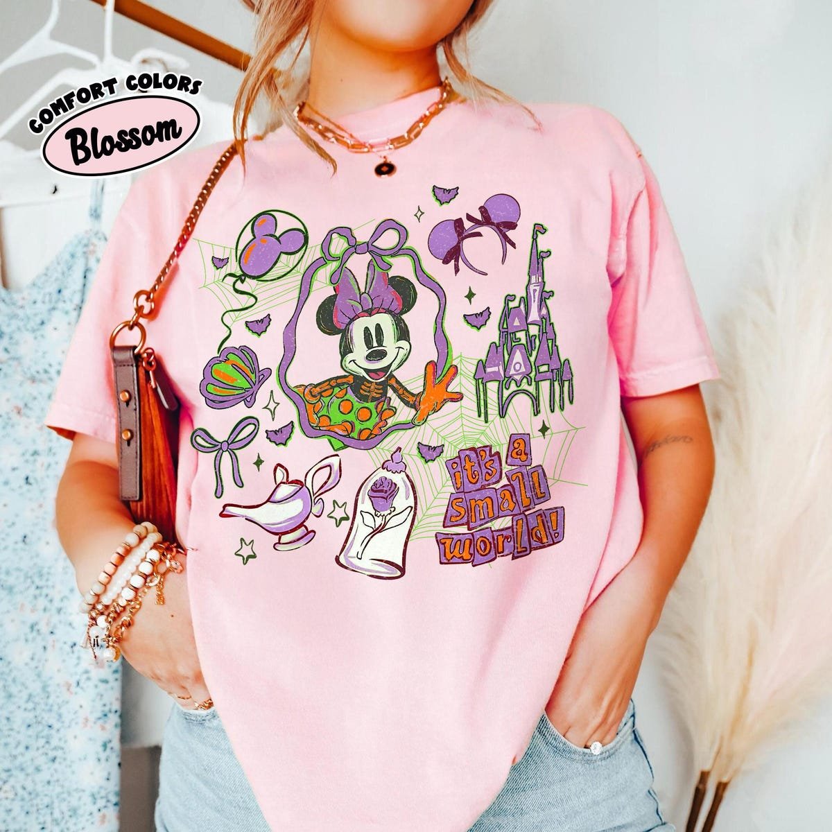 Disney Halloween Minnie Mouse Skeleton Shirt Watercolor 2025