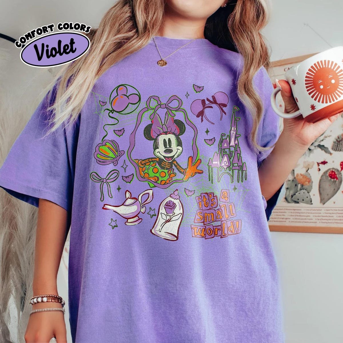 Disney Halloween Minnie Mouse Skeleton Shirt Watercolor 2025