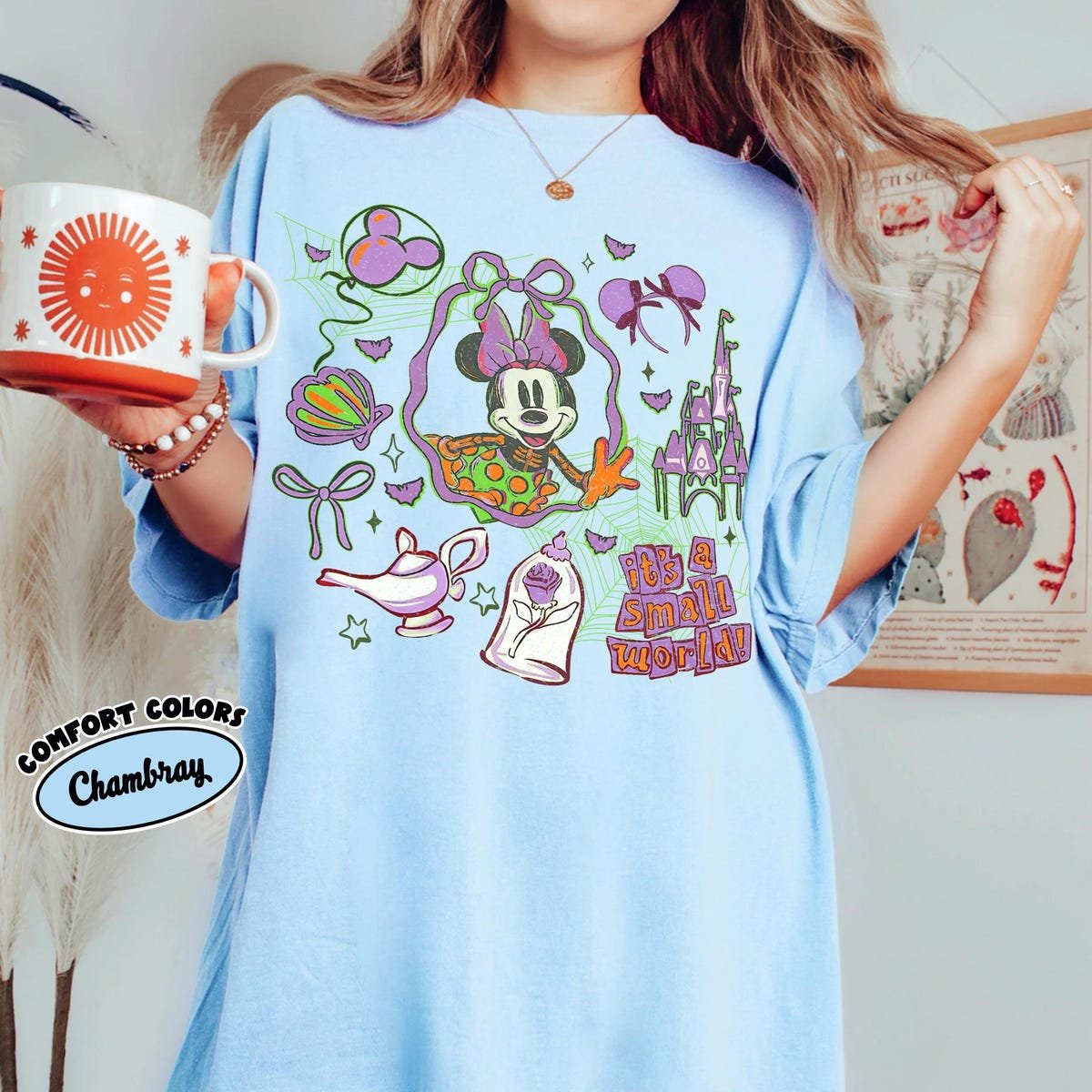 Disney Halloween Minnie Mouse Skeleton Shirt Watercolor 2025