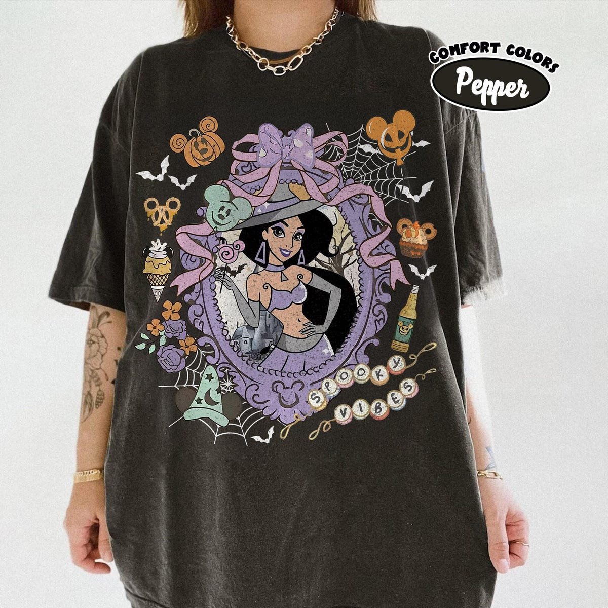 Disney Halloween Shirt Comfort Colors Retro Coquette Bow 2025