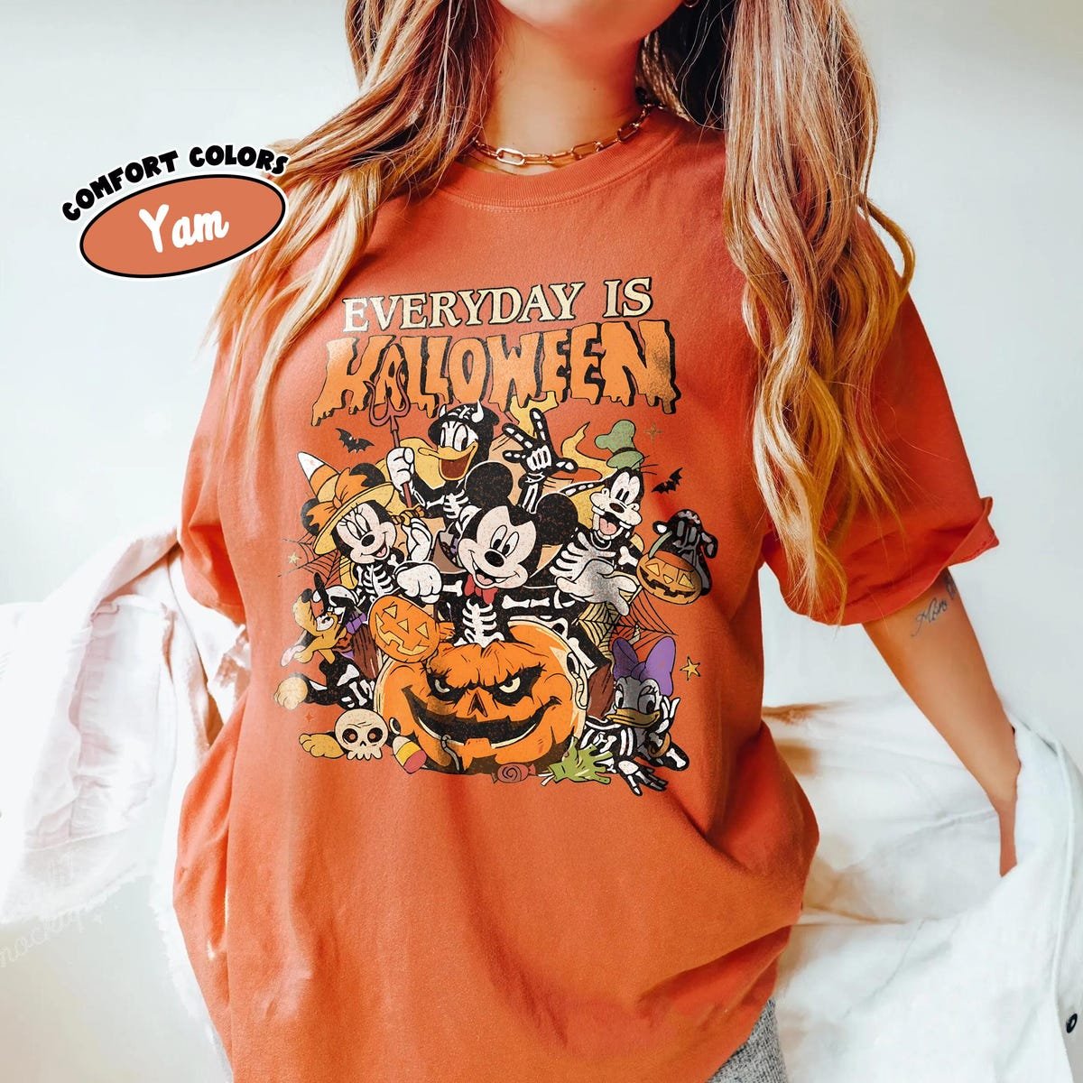 Disney Halloween Shirt Mickey and Friends Skeleton Tee Spooky Comfort Colors