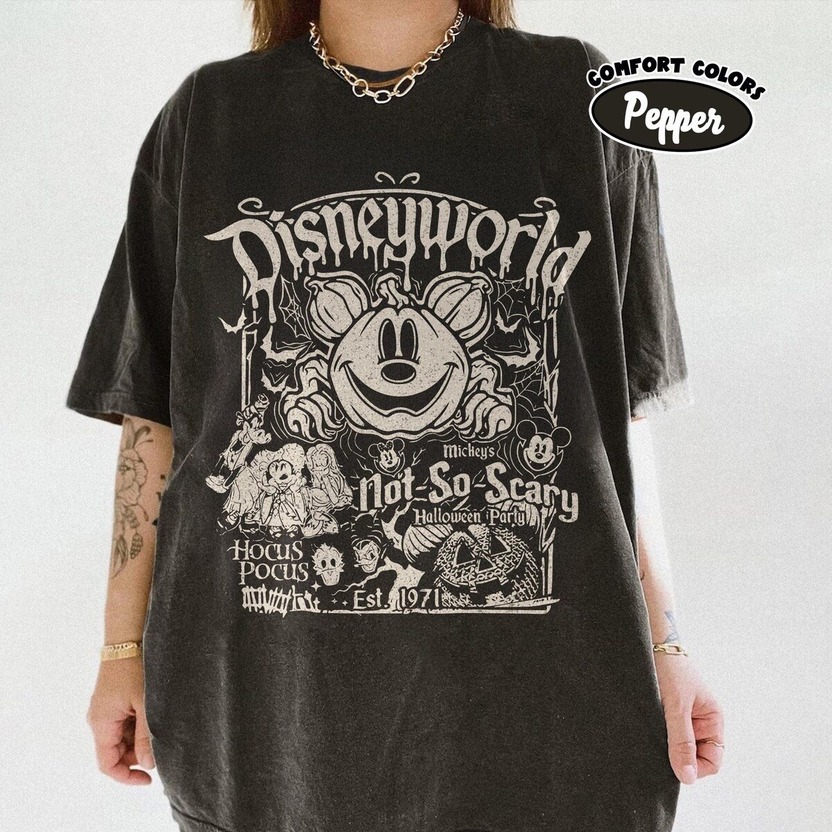 Disney Halloween Shirt Retro Mickey Not So Scary Party Tee 1971