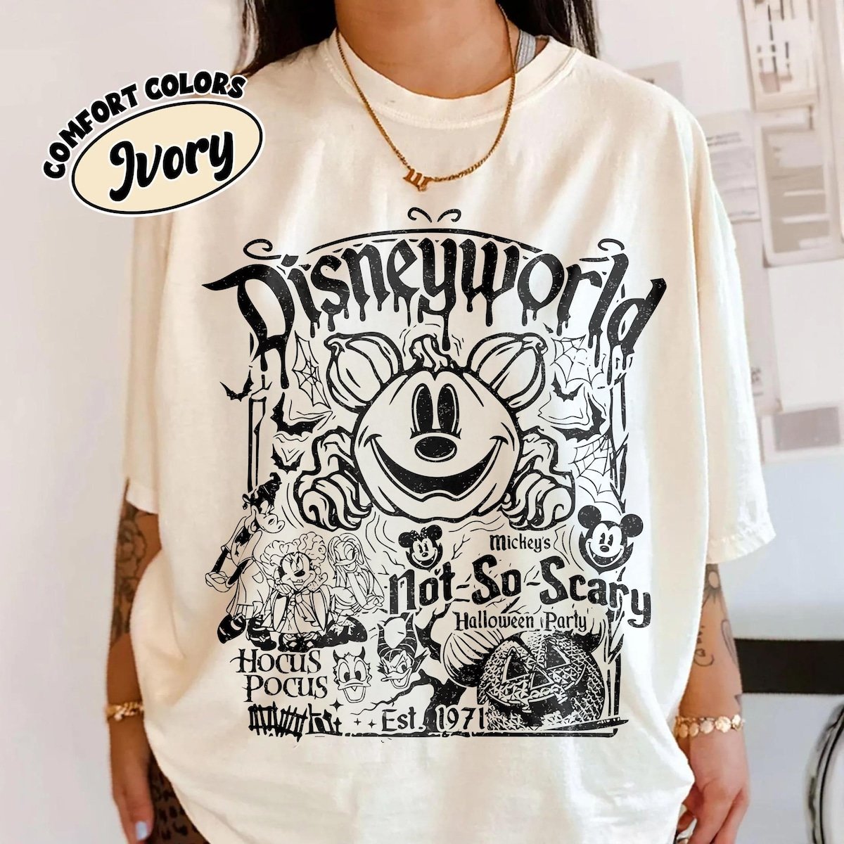 Disney Halloween Shirt Retro Mickey Not So Scary Party Tee 1971