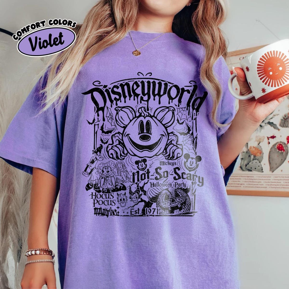 Disney Halloween Shirt Retro Mickey Not So Scary Party Tee 1971