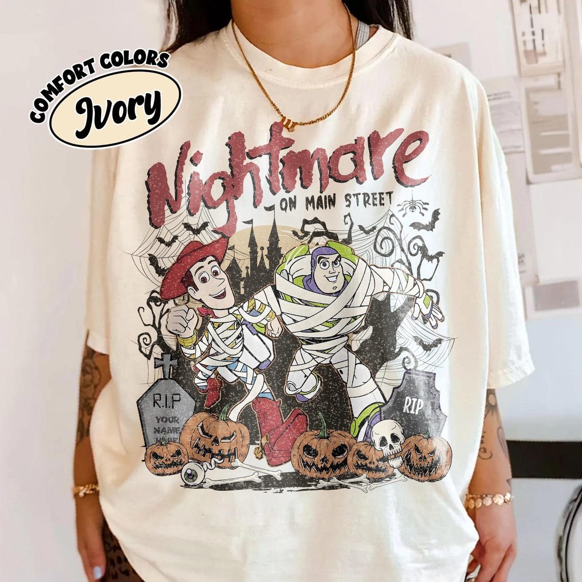 Disney Halloween Shirt Retro Woody Buzz Lightyear Mummy Family Tee