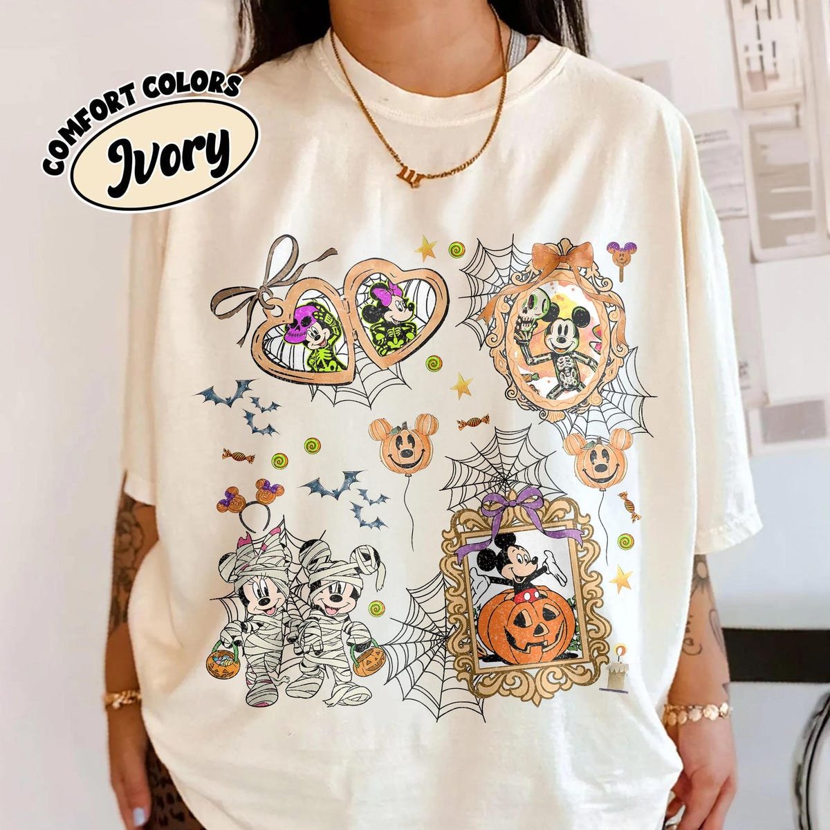 Disney Halloween Shirts Mickey Minnie Mummy Vintage Spooky Tee