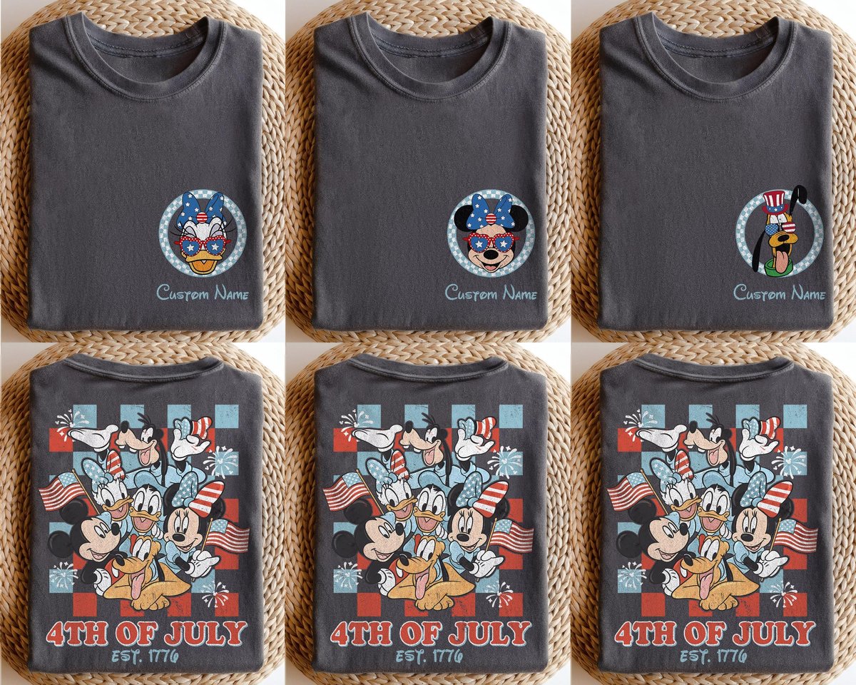 Disney Mickey Friends 4th July Shirt Retro Comfort Colors Tee