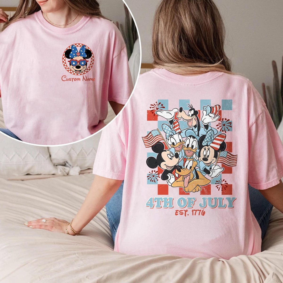 Disney Mickey Friends 4th July Shirt Retro Comfort Colors Tee