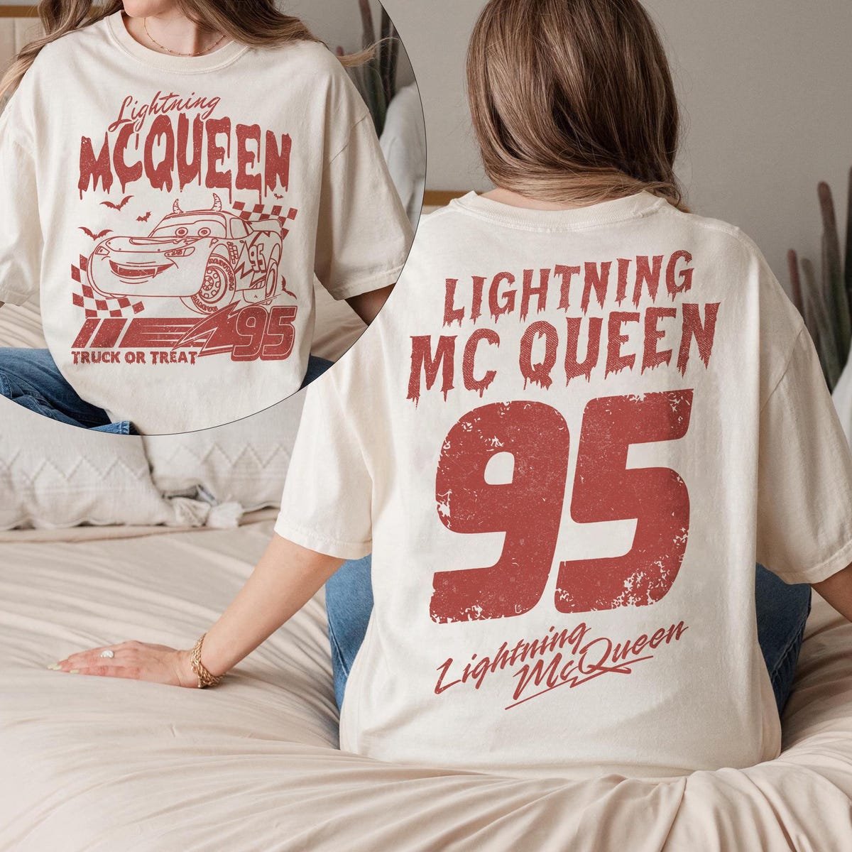 Disney Pixar Cars Halloween Shirt Lightning McQueen Fall Family Tee