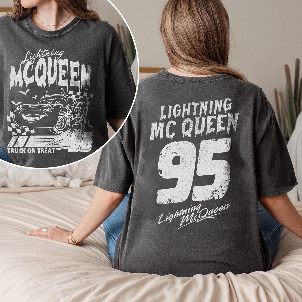 Disney Pixar Cars Halloween Shirt Lightning McQueen Fall Family Tee