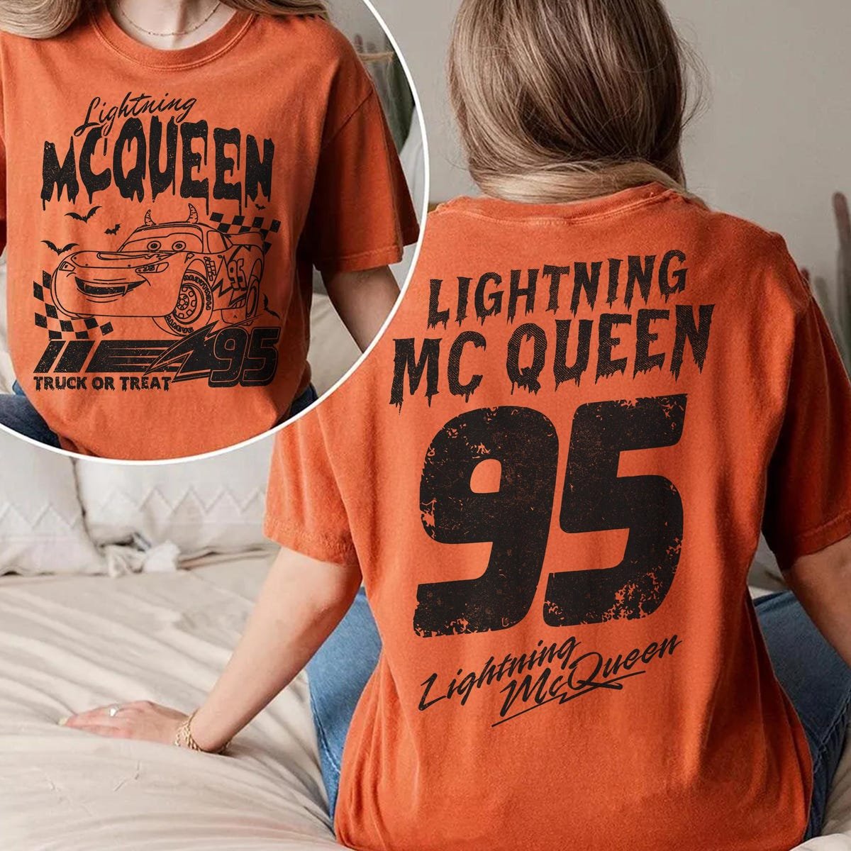 Disney Pixar Cars Halloween Shirt Lightning McQueen Fall Family Tee