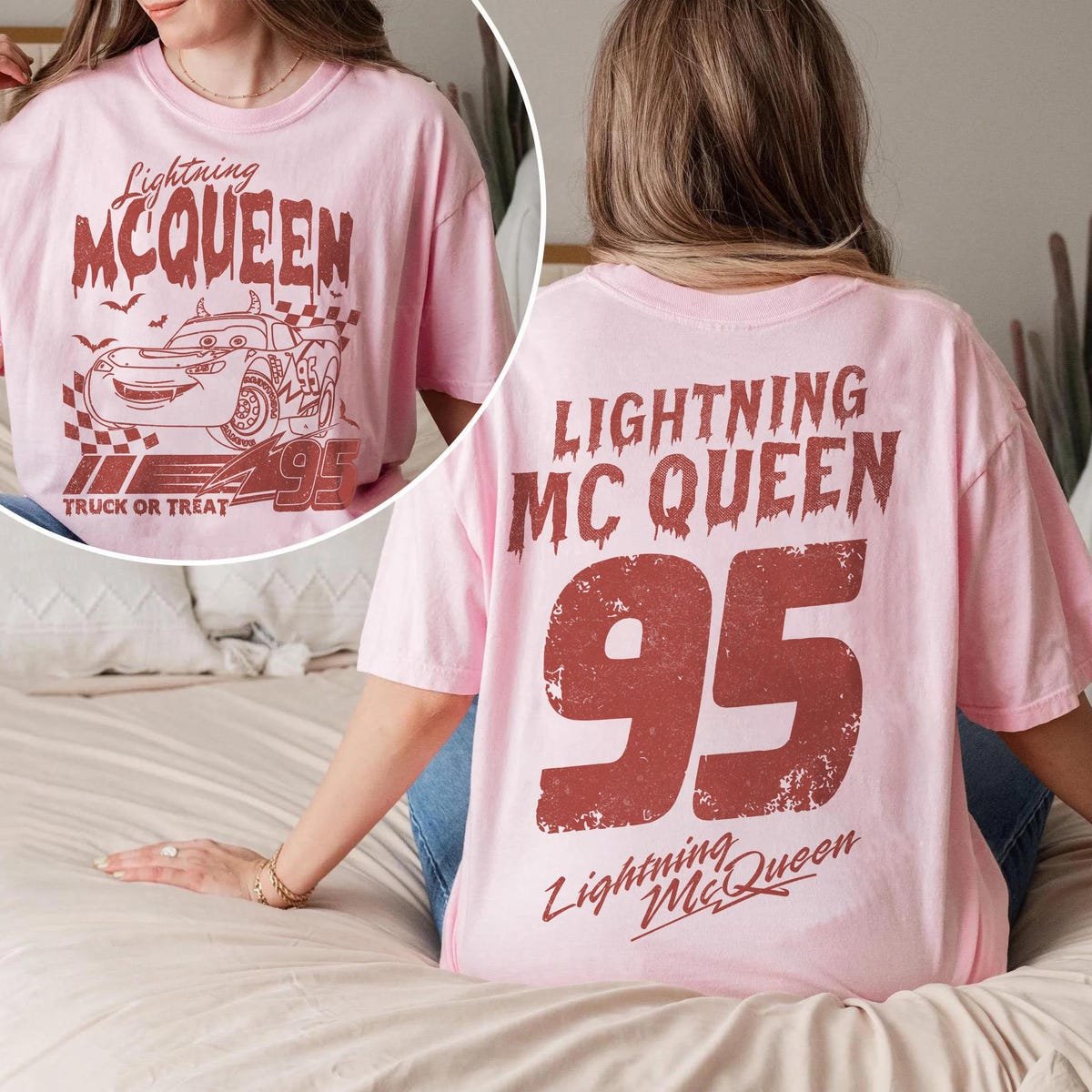 Disney Pixar Cars Halloween Shirt Lightning McQueen Fall Family Tee