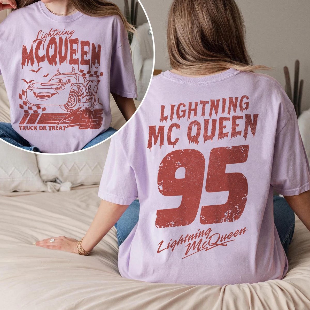 Disney Pixar Cars Halloween Shirt Lightning McQueen Fall Family Tee