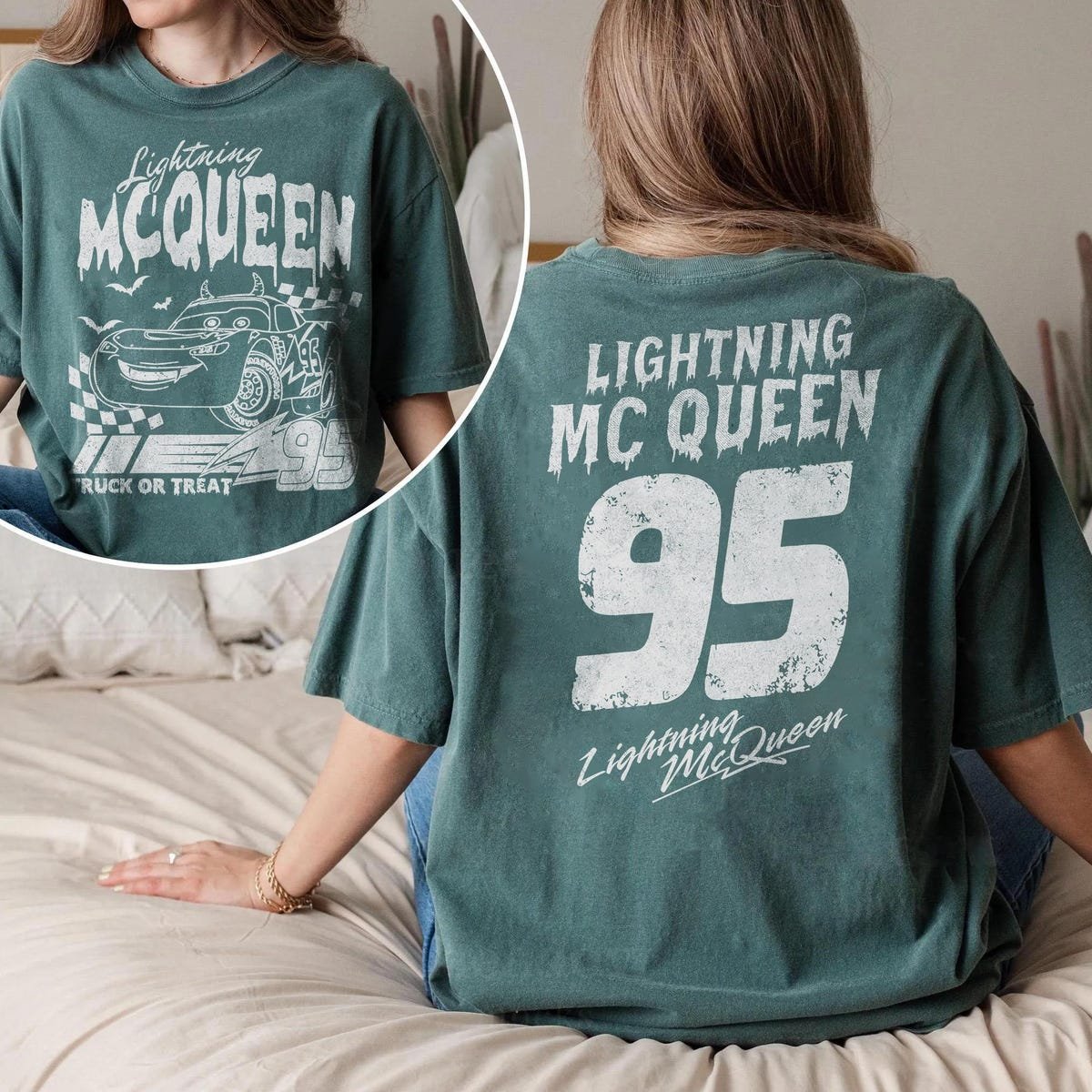 Disney Pixar Cars Halloween Shirt Lightning McQueen Fall Family Tee